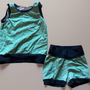Sleeveless top and shorty shorts